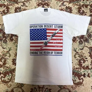 90년대 USA 제작 로켓 기업 싱글 스티치 빈티지 국기 티셔츠