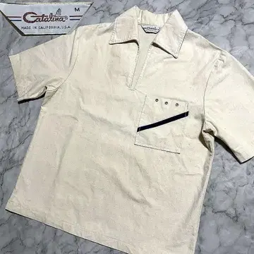 빈티지 USA제 60년대 카타리나 풀오버 피케 셔츠 오픈 카라 셔츠