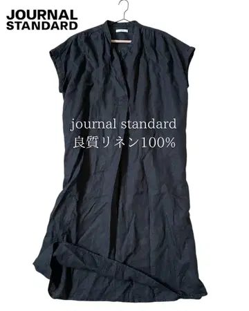 JOURNALSTANDAR 린넨 100% 롱 스키퍼 원피스 블랙