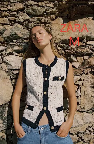 ZARA 포앙텔 니트 베스트 M