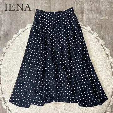 IENA 아트 프린트 플레어 스커트 네이비 도트 무늬 다크 네이비