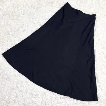 GU 새상품급 린넨 블렌드 플레어 롱 스커트 심플 블랙 (XL)