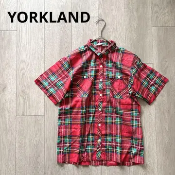 YORKLAND 반팔 체크 셔츠 레드