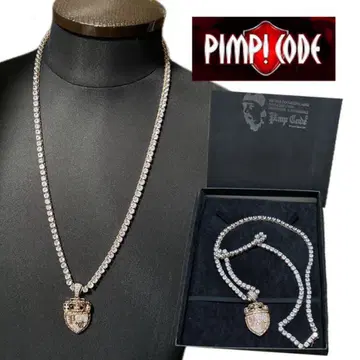 pimp code 목걸이 큐빅 핑크 골드 컬러