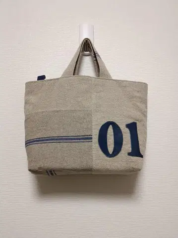 린넨 토트백 스텐실 가죽 아플리케 핸드메이드