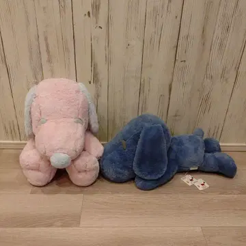 핑크와 파랑 스누피 봉제 인형 세트