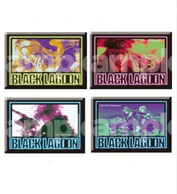 BLACK LAGOON DMM 스크래치 E상 스퀘어 캔뱃지 4종 세트
