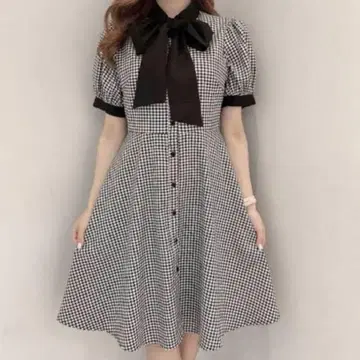 evelyn 바이컬러 리본 원피스