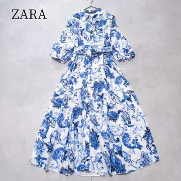 새상품급 ZARA 페이즐리 무늬 셔츠 원피스 롱 A라인 넉넉한핏