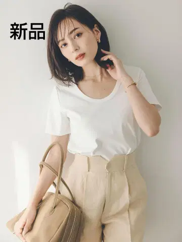 실크 터치 코튼 U넥 티