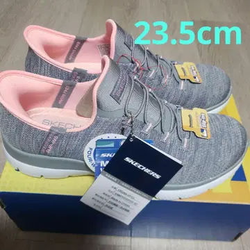 SKECHERS 슬립온 그레이/핑크 23.5cm