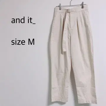 a492 새상품급 앤잇 면 린넨 팬츠 벨트 아이보리 M 오피스 봄/여름