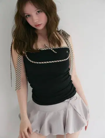 Alice check ribbon tops andmary 앤드마리