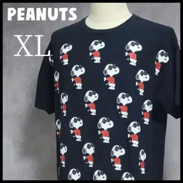 PEANUTS T셔츠 올 패턴 스누피 XL 사이즈 블랙 빅 사이즈