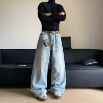 [새상품] 초와이드 배기 데님 남성용 L