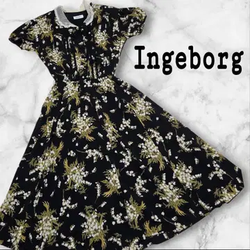INGEBORG 잉게보르그 꽃무늬 롱 원피스 보타이 리본