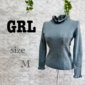 [ i9 ] [ GRL ] 그레이 하이넥 상의 [ M ] 슬림 새상품급