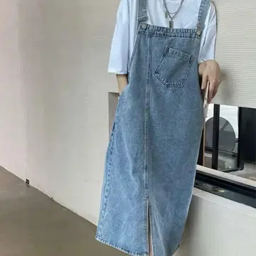 라이트 블루 데님 오버롤 스커트 L 사이즈 *새상품*미사용품*당일 발송