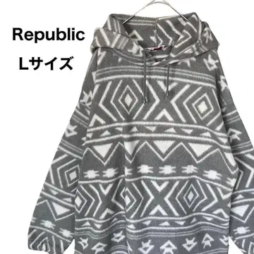 대인기 REPUBLIC 리퍼블릭 남성용 후드티 L 속기모 그레이