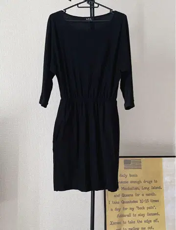 a.p.c 돌먼 슬리브 원피스 튜닉 블랙 코튼 미니 원피스