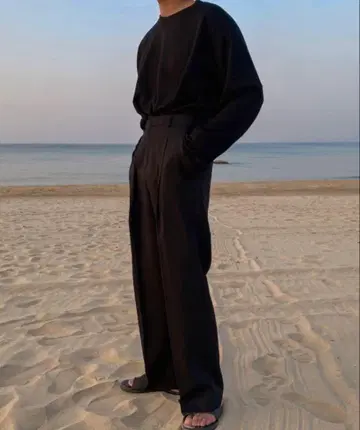 [새상품급] ASCLO Banding Wide Slacks 와이드 슬랙스