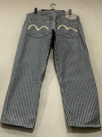 EVISU 에비수 LOT 5500 체크 데님 팬츠 블루 계열