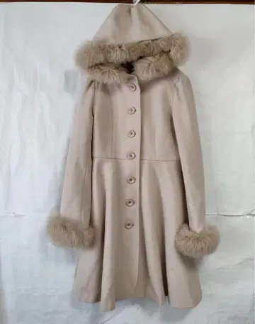 Riccimie NEWYORK 퍼 울 코트 아이보리 S