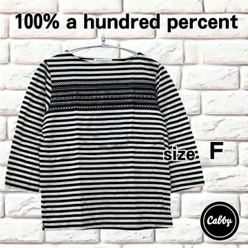 100% a hundred percent 보더 긴팔 티셔츠