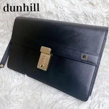 dunhill 세컨드 백 골드 금속 장식 다이얼 잠금 가죽