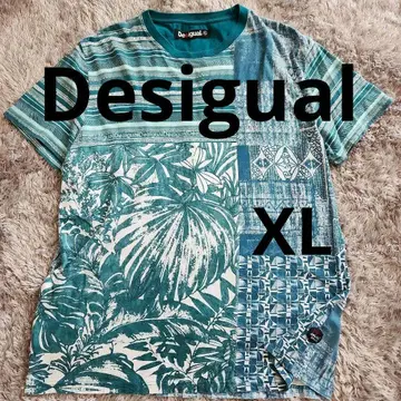 Desigual 보타니컬 프린트 티셔츠 XL 백 로고 로고 프린트