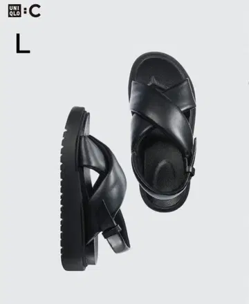 [새상품 미사용품] UNIQLO C 크로스 스트랩 샌들 L 블랙