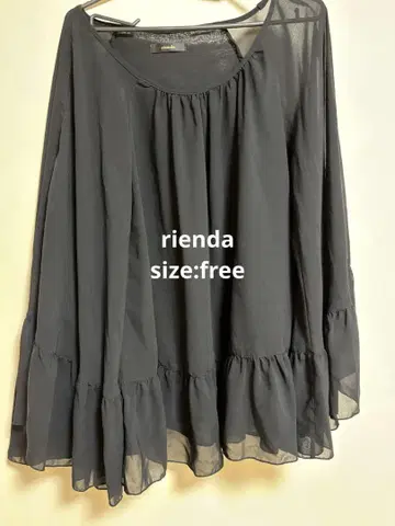 rienda 쉬폰 플레어 슬리브 시어 탑 블랙