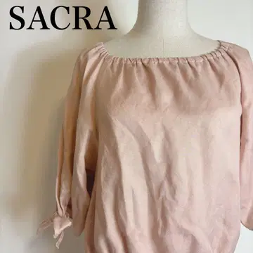 SACRA 사쿠라 린넨 블라우스 소매 리본 페미닌 밴딩 38