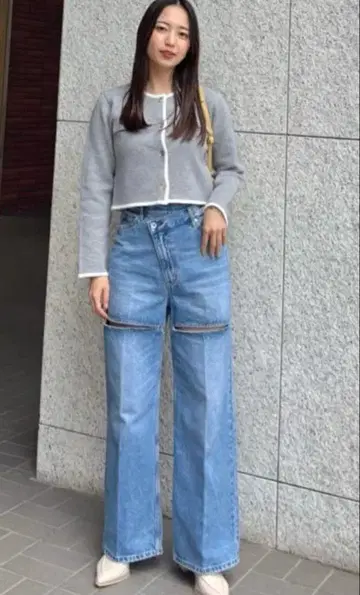 리메이크 허리 슬릿 디자인 데님 팬츠 코코딜