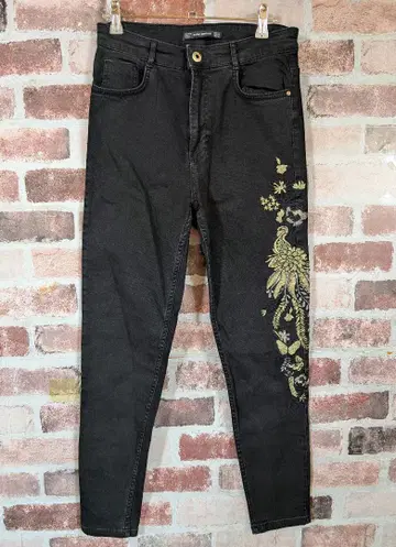 자라 ZARA TRF 데님 청바지 스키니 블랙 스트레치 자수