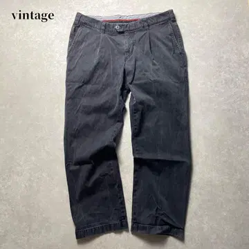 EuroVintage 블랙 데님 슬랙스 원턱 흑먹색 구제 청바지