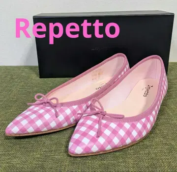 [극미품] Repetto 핑크 체크 무늬 포인티드 슈즈 사이즈 37