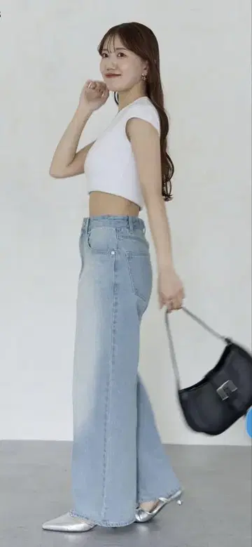 Yuna 기획 하이웨스트 스트레이트 데님 팬츠