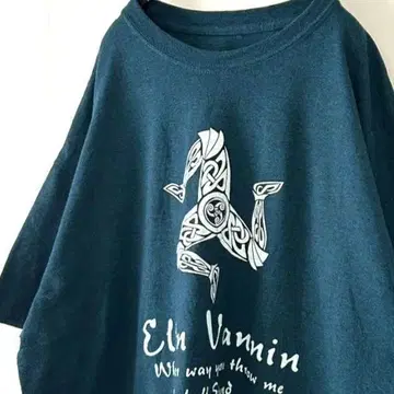 Ellan Vannin 모티브 티셔츠 그린 구제 의류