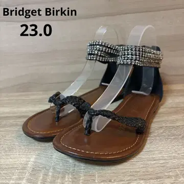 브리짓 버킨 23.0 블랙 브라운 백 지퍼 샌들