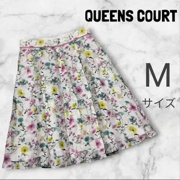[ 새상품급 미사용 ] 퀸즈 코트 플레어 스커트 꽃무늬 플라워 프린트 M