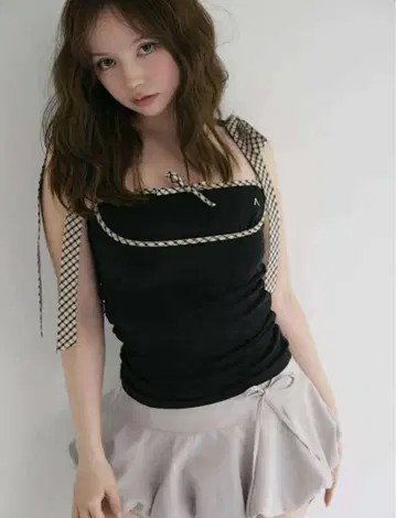 andmary Alice check ribbon tops