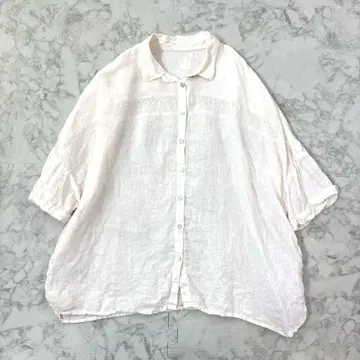 120%lino 린넨 셔츠 컷워크 레이스