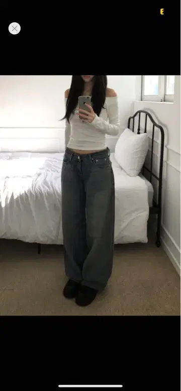 와이드 레그 데님 팬츠