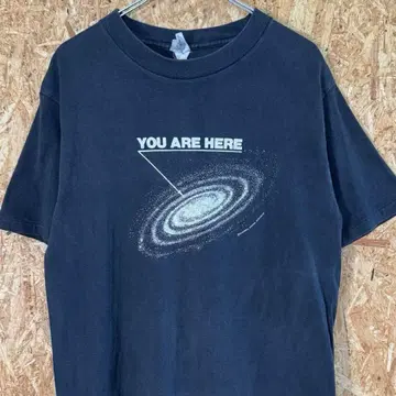 80s YOU ARE HERE 빈티지 티셔츠 L 페이드 블랙