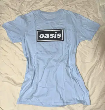 oasis Definitely Maybe 로고 티셔츠 스카이블루