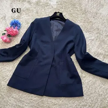 [빅 사이즈 새상품급] GU 워셔블 노카라 자켓 네이비 L
