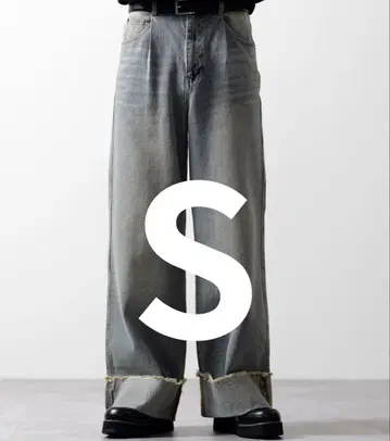 [CLEL] 빈티지 디자인 롤업 데님 팬츠 베이지 계열 S