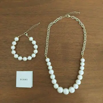 BEAMS 펄 목걸이 & 팔찌 세트