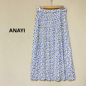 ANAYI 아나이 모티브 프린트 턱 스커트 동물 패턴 일본제 38